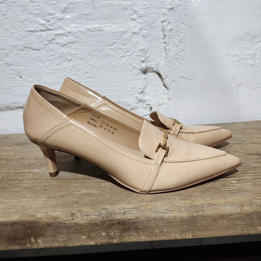 Dream Pairs Women Nude Beige Pointed Toe Kitten Heel Loafer Pumps 8.5 Career